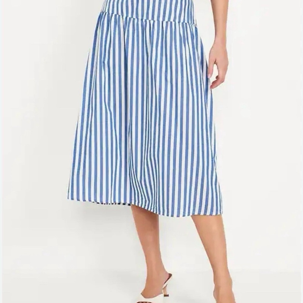 Old Navy Large Stretch Pull On Dropped Waist Midi Striped Blue&White Preppy